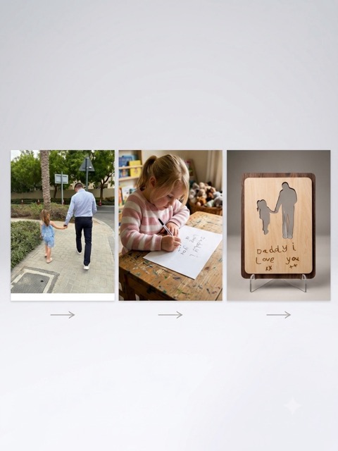 Wooden Silhouette Plaque – A Father & Child Bond, Captured in Wood
