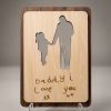 Wooden Silhouette Plaque – A Father & Child Bond, Captured in Wood