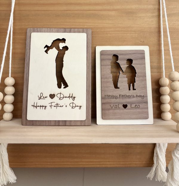 Wooden Silhouette Plaque – A Father & Child Bond, Captured in Wood