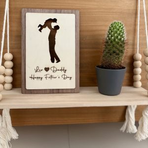 Wooden Silhouette Plaque – A Father & Child Bond, Captured in Wood