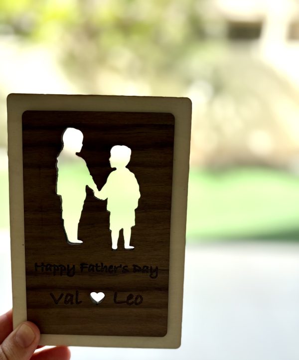 Wooden Silhouette Plaque – A Father & Child Bond, Captured in Wood