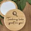 Personalized Bamboo Pocket Mirror – Teacher Gift