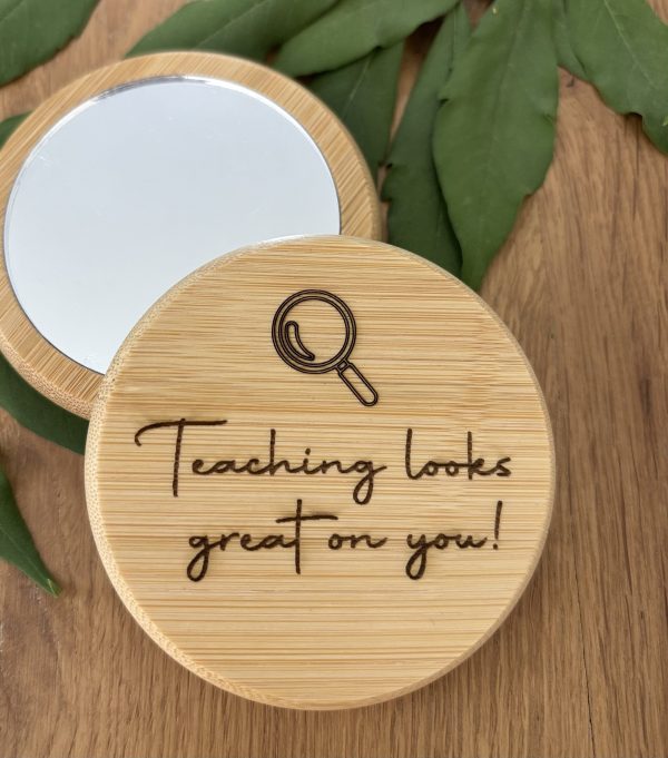 Personalized Bamboo Pocket Mirror – Teacher Gift
