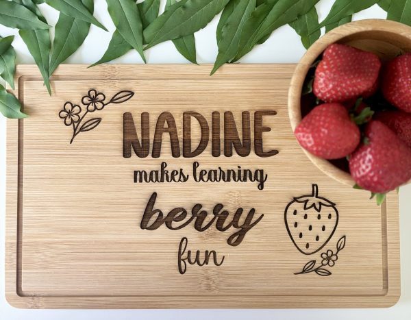 Personalized Cutting Board – End-of-Year Gift for Teachers Custom laser engraved cutting board handmade UAE