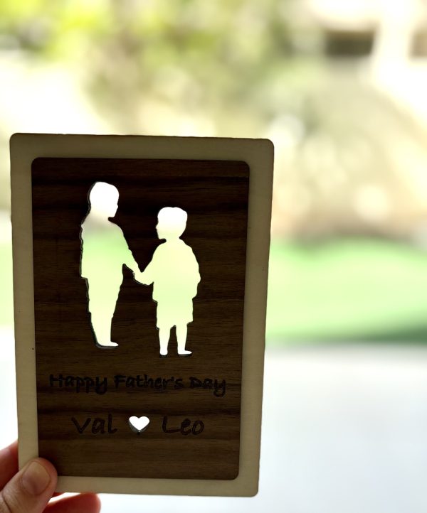 Wooden Silhouette Plaque – A Father & Child Bond, Captured in Wood Wooden Silhouette Plaque – A Father & Child Bond, Captured in Wood