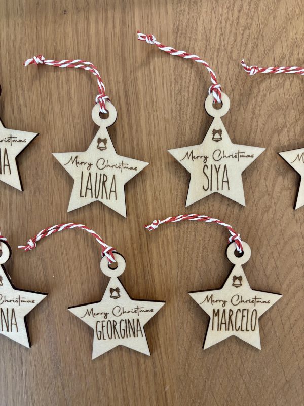 Personalized Wooden Star Christmas Ornament