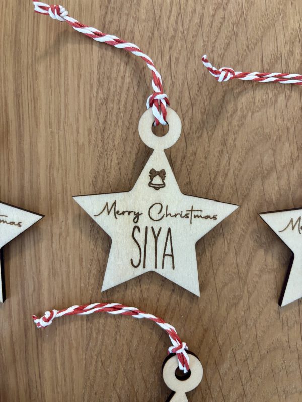 Personalized Wooden Star Christmas Ornament