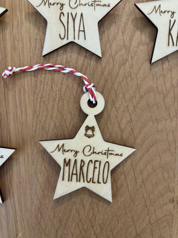Personalized Wooden Star Christmas Ornament