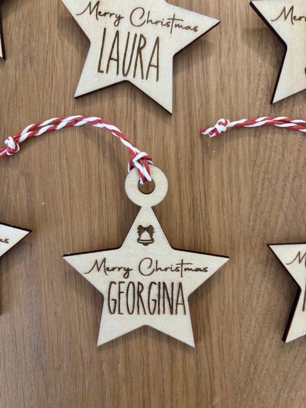 Personalized Wooden Star Christmas Ornament