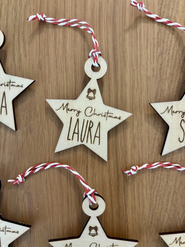 Personalized Wooden Star Christmas Ornament