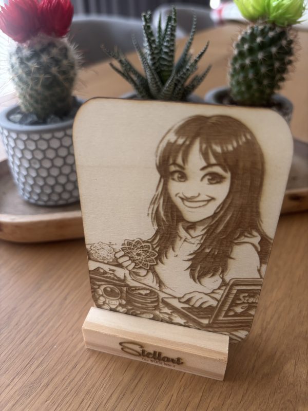 AI Caricature Engraved on Wood