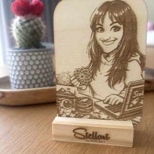 AI Caricature Engraved on Wood