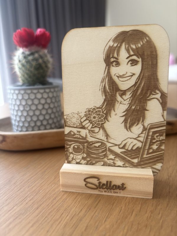 AI Caricature Engraved on Wood