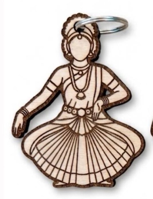 Bharatanatyam Dancer Wooden Keychain - Corporate Gift