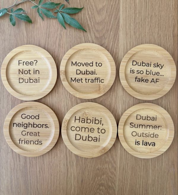 Screenshot Personalized Bamboo Coaster Set with Holder – Set of 6
