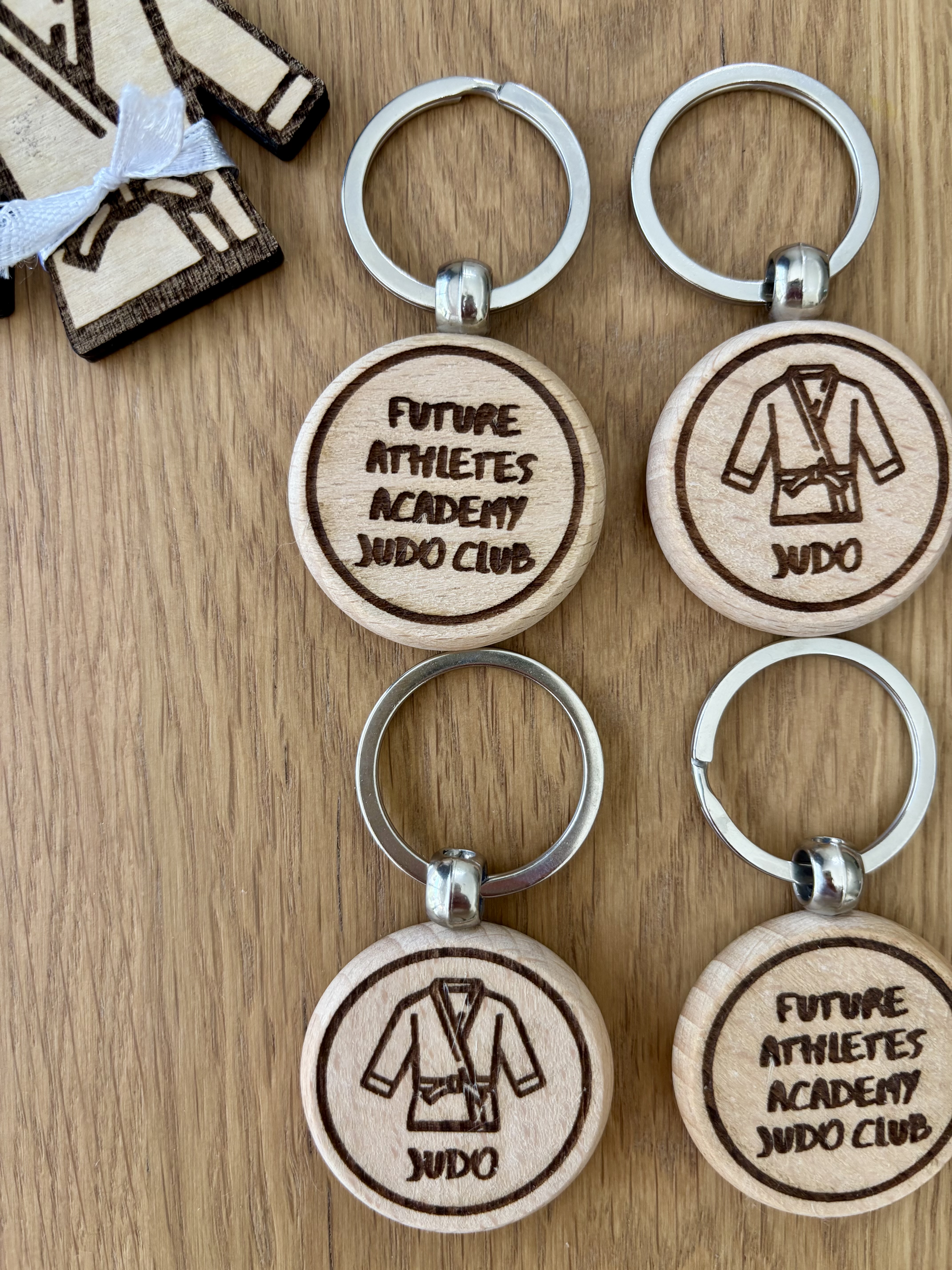 Double-Sided Personalized Bamboo Keychain