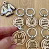Double-Sided Personalized Bamboo Keychain