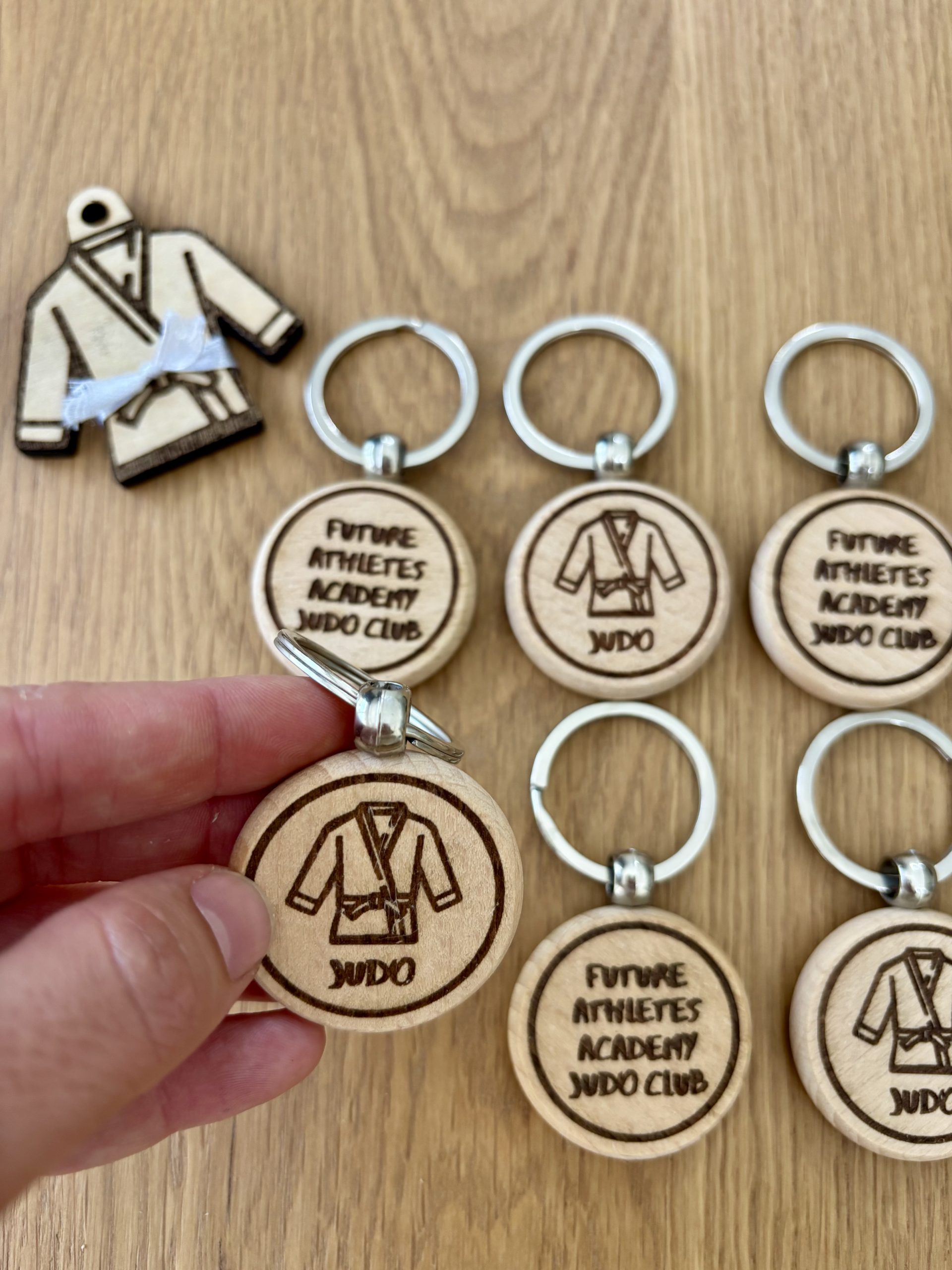 Double-Sided Personalized Bamboo Keychain