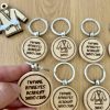 Double-Sided Personalized Bamboo Keychain