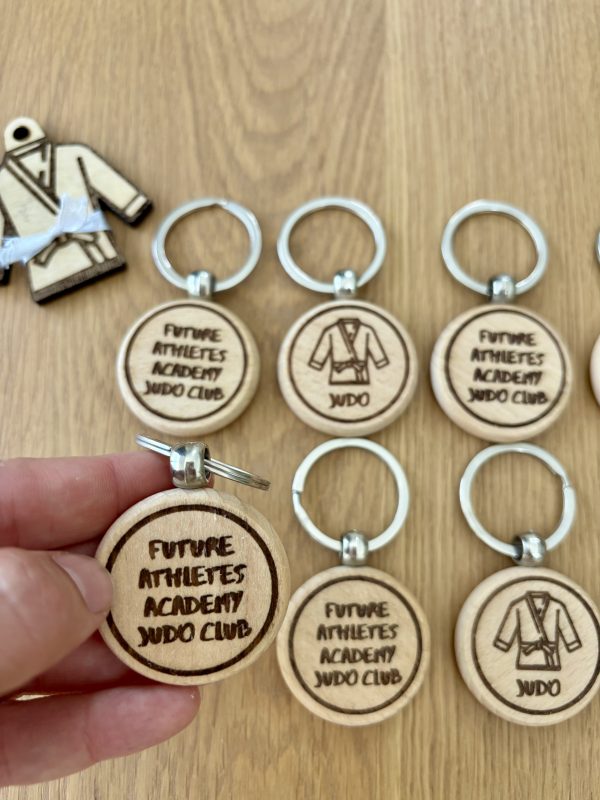 Double-Sided Personalized Bamboo Keychain