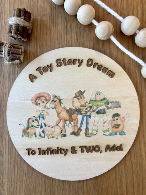 Colored and personalized Wooden Character Plaque