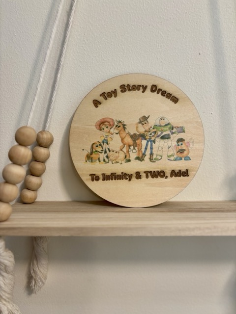 Colored and personalized Wooden Character Plaque