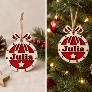 0F772005-A6C3-4998-B7C9-49700AC444C6 Medium Personalised Christmas Bauble with Bow