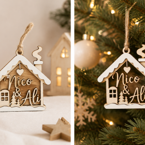 Wooden Christmas House Ornament