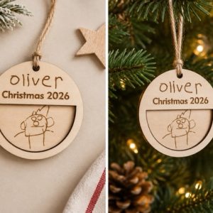 Name and Drawing Christmas Ornament