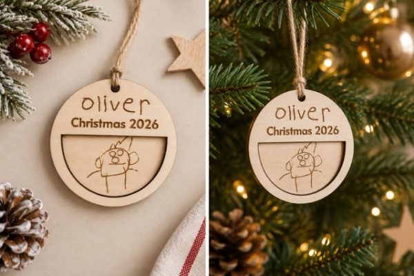 31C5B32C-D8E2-4B38-8F4F-859BB1E07E8F Medium Name and Drawing Christmas Ornament