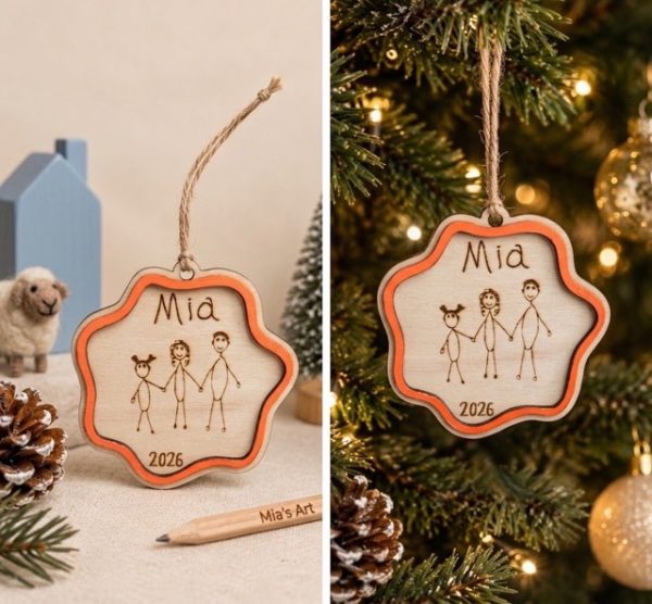 5c050f8b-f561-4636-b1ef-3a57c8e994ca Medium Christmas Ornament with Your Child’s Drawing