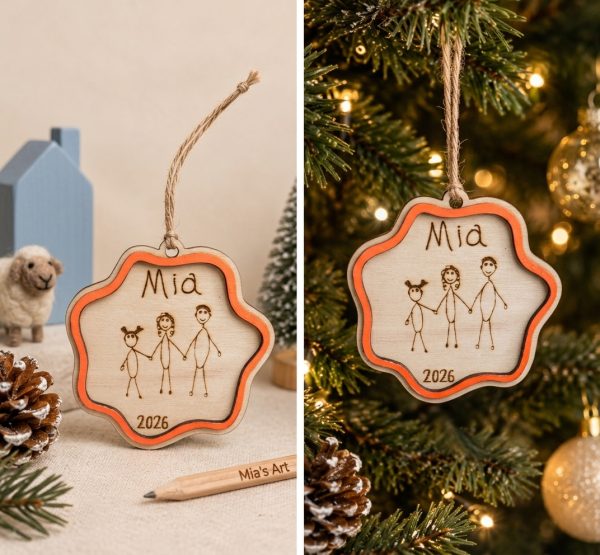 Personalized Kids Drawing Christmas Ornament